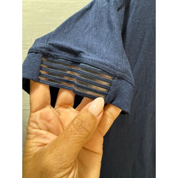 Athletic Works Womens Blue T-Shirt Mesh Sleeve Detail Size M - Picture 7 of 8